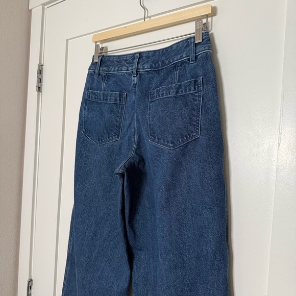 Banana Republic Jeans Sz 27/4 Petite Blue Pleated High Rise Wide Leg Denim Retro - Picture 5 of 14